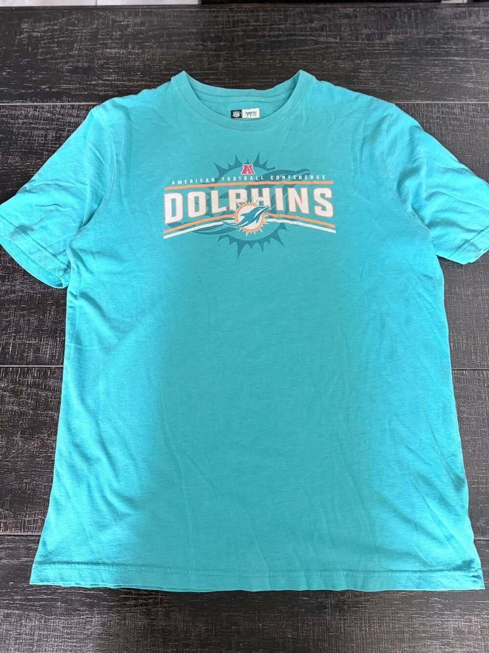 NFL Miami Dolphins Team Apparel Turquoise Short Sleeve T-Shirt Men's Size Large